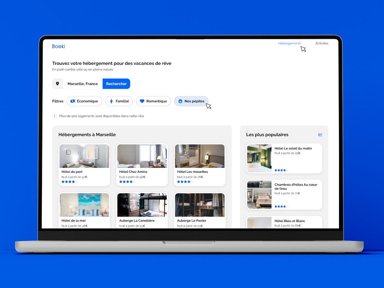 Ecran site web booki agence de voyage